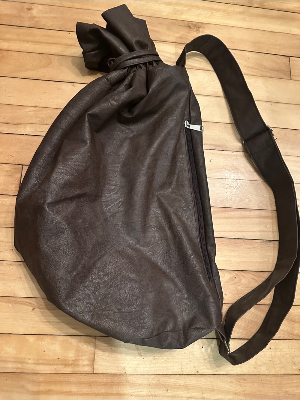 Mens Brown Leather Sling Bag - Unbranded